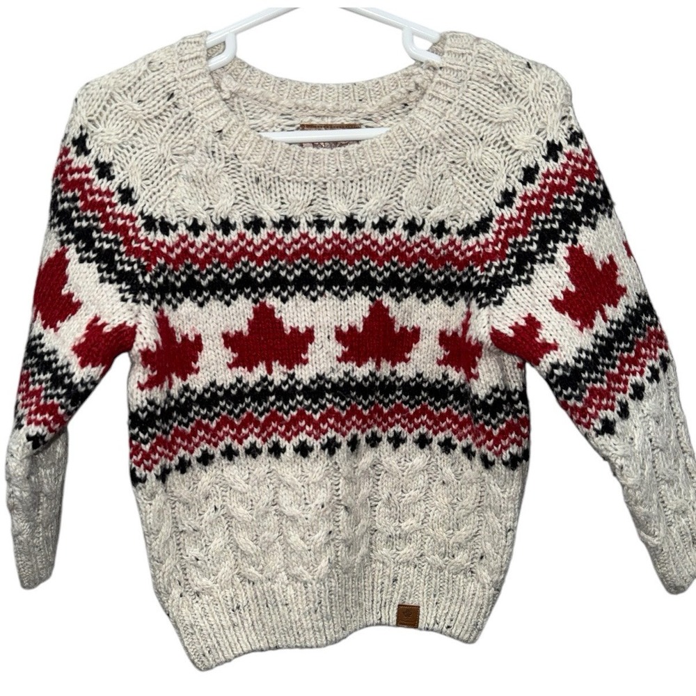 Canadiana Toddler Girls' Fair Isle Sweater 3T Maple Leaf Canada Hockey